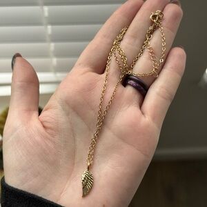 Gold Wing Pendant Necklace 16-18”